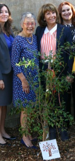Board member Radliff, Senator Liu, garden sponsor Maria Mehranian, and LA's BEST's Edith Ballesteros